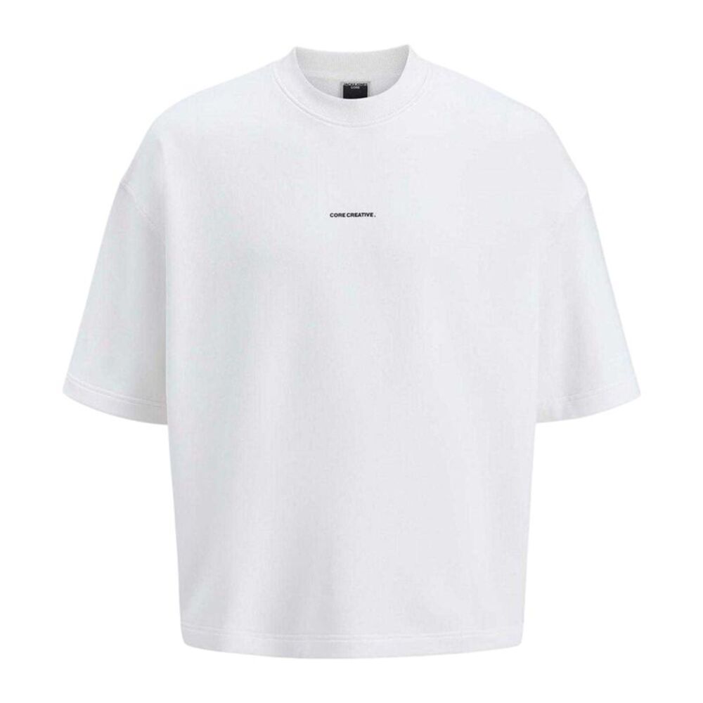 Jack And Jones Mens Logo Crew Neck Sweatshirt / Bright White